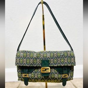 FENDI Baguette Woven Green Vintage SUPER RARE 💯 AUTHENTIC